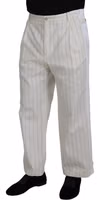 White Cotton Striped Formal Pants 2