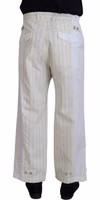 White Cotton Striped Formal Pants 3