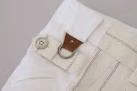 White Cotton Striped Formal Pants 5