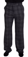 Gray Checkered Mid Waist Men Pants 1