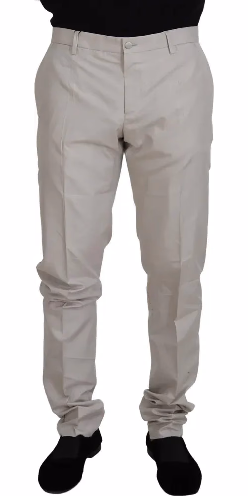 Off White Silk Mid Waist Chino Pants