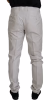 Off White Silk Mid Waist Chino Pants 3