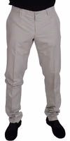 Off White Silk Mid Waist Chino Pants 4
