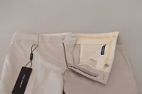 Off White Silk Mid Waist Chino Pants 5
