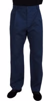 Blue Cotton Straight Fit Pants 1
