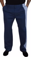 Blue Cotton Straight Fit Pants 4