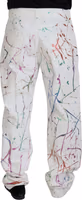 White Cotton Color Splash Print Denim Pants 3