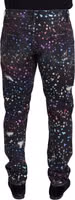 Black Multicolor Print Tattered Denim Jeans 3