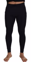 Black Nylon Slim Fit Stretch Pants 1