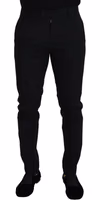 Black Polyester Chino Formal Pants 1