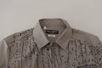 قميص غولد رسمي رمادي مطبوع من القطن بقصة ضيقة 5