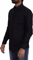 Black Cotton Slim Fit Formal Dress GOLD Shirt 2