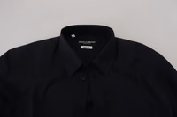 Black Cotton Slim Fit Formal Dress GOLD Shirt 5
