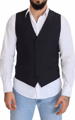 Dark Blue Wool Stretch Waistcoat Formal Vest
