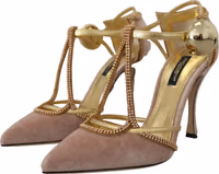 Pink Crystal T-strap Heels Pumps Shoes 2