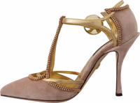Pink Crystal T-strap Heels Pumps Shoes 4