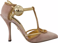 Pink Crystal T-strap Heels Pumps Shoes 5