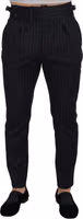 Black Wool Striped Chino Pants 1