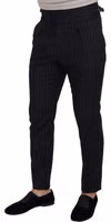 Black Wool Striped Chino Pants 2
