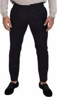 Black Wool Striped Chino Pants 4
