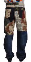جينز رجالي دنيم حريري متعدد الألوان بتصميم باتشوورك 3