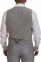 Silver Wool Silk 3 Piece Slim Fit Suit 1