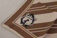 Brown Stripes DG Logo Square Mens Handkerchief Scarf 1