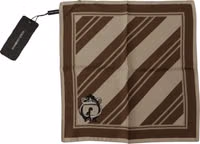 Brown Stripes DG Logo Square Mens Handkerchief Scarf 2