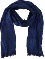 Blue Silk Shawl Foulard Fringes Scarf 3