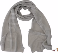 Gray Logo Knitted Neck Wrap Shawl Foulard Scarf 1