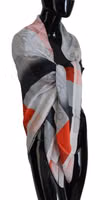 Gray Red Shawl Foulard Wrap Scarf 2