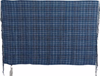 Blue Linen Shawl Foulard Fringes Scarf 4