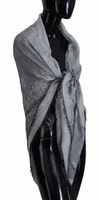 Gray Print Shawl Foulard Fringes Scarf 2