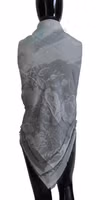 Gray Print Shawl Foulard Fringes Scarf 3