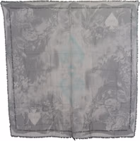 Gray Print Shawl Foulard Fringes Scarf 4