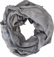 Gray Print Shawl Foulard Fringes Scarf 5