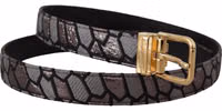 Multicolor Patchwork Leather Gold Jaquard Belt 1
