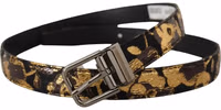 Multicolor Jacquard Leather Logo Metal Buckle Belt 1