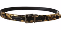 Multicolor Jacquard Leather Logo Metal Buckle Belt 2