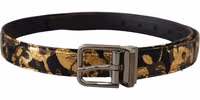 Multicolor Jacquard Leather Logo Metal Buckle Belt 3