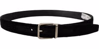 Black Velvet Silver Tone Metal Logo Buckle Belt 2