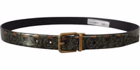 Multicolor Leather Vernice Pavone Bronze Metal Belt 2