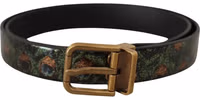 Multicolor Leather Vernice Pavone Bronze Metal Belt 3