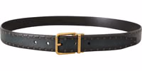 Green Perforated Leather Brass Metal Belt 2