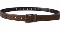 Dark Brown Perforated Leather Metal Belt 2