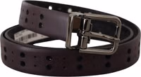 Burgundy Leather Perforated Metal Buckle Belt 1