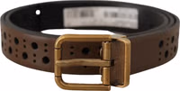 Brown Leather Perforated Crown Belt 2