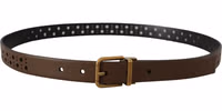 Brown Leather Perforated Crown Belt 3