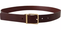 Maroon Vitello Leather Gold Metal Buckle Belt 2
