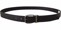 Black Leather Metal Logo Buckle Belt 2